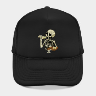 Pizza Lover, Funny Skeleton, Eating Pizza Hat
