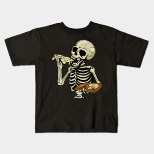 Pizza Lover, Funny Skeleton, Eating Pizza Kids T-Shirt