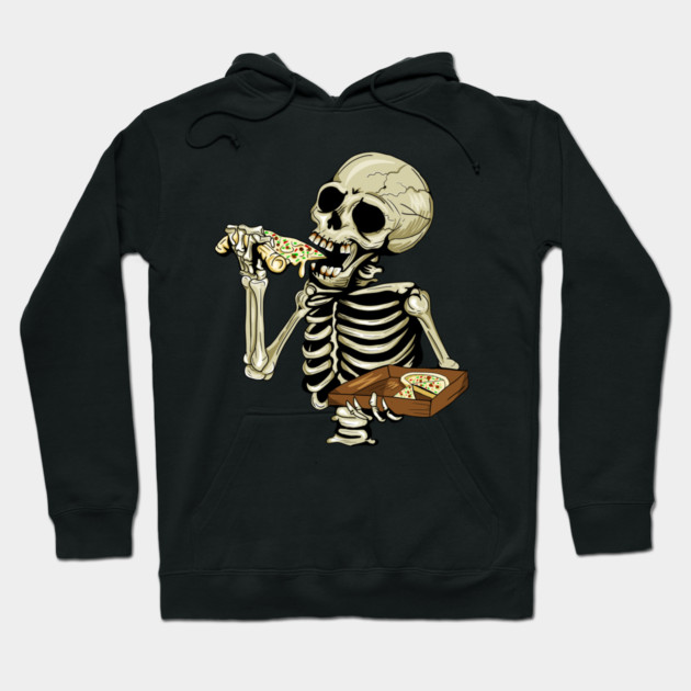 Pizza Lover, Funny Skeleton, Eating Pizza Hoodie by logiamerch
