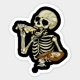 Pizza Lover, Funny Skeleton, Eating Pizza Magnet