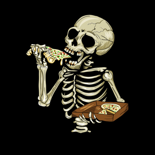 Pizza Lover, Funny Skeleton, Eating Pizza by logiamerch