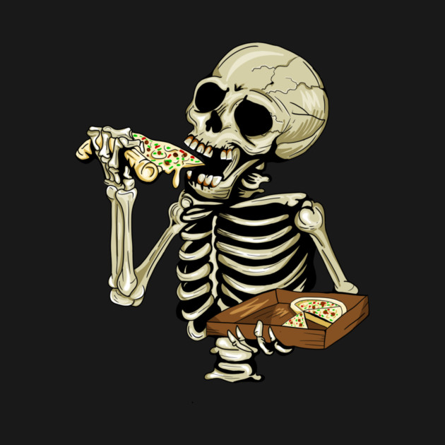 Pizza Lover, Funny Skeleton, Eating Pizza by logiamerch