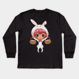 Funny Easter, Anime Rabbit Costume Kids Long Sleeve T-Shirt