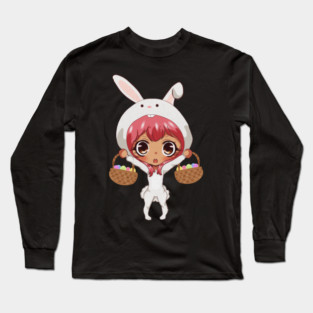 Funny Easter, Anime Rabbit Costume Long Sleeve T-Shirt