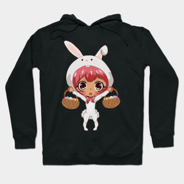 Funny Easter, Anime Rabbit Costume Hoodie by logiamerch