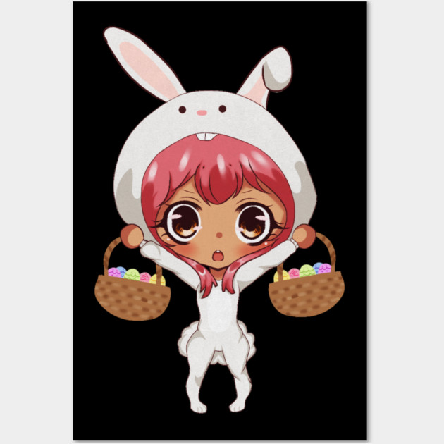 Funny Easter, Anime Rabbit Costume Wall Art by logiamerch