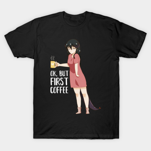 First Coffee, Funny Coffee lover, Anime Girl T-Shirt by logiamerch