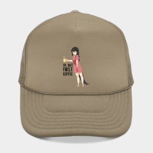 First Coffee, Funny Coffee lover, Anime Girl Hat