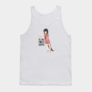 First Coffee, Funny Coffee lover, Anime Girl Tank Top