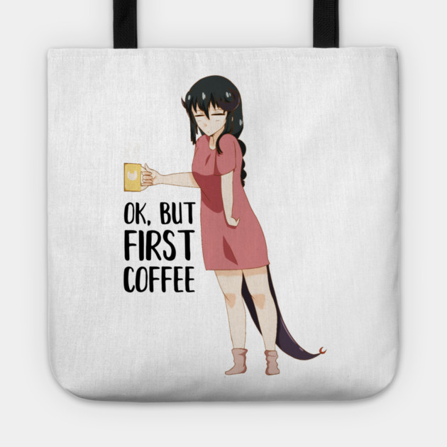 First Coffee, Funny Coffee lover, Anime Girl Tote by logiamerch