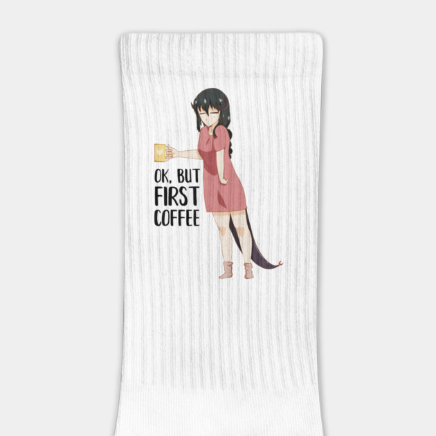 First Coffee, Funny Coffee lover, Anime Girl by logiamerch