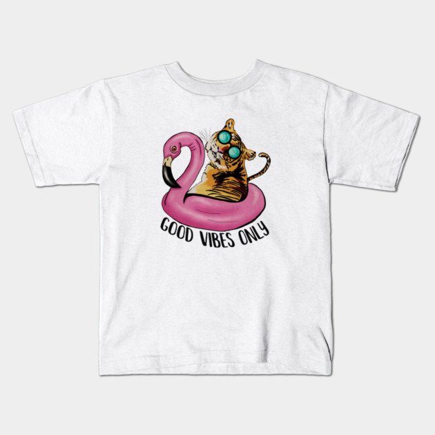 Tiger and Flamingo, Tropical Kids T-Shirt by logiamerch
