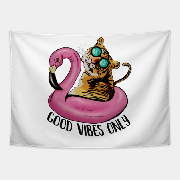 Tiger and Flamingo, Tropical Tapestry by logiamerch