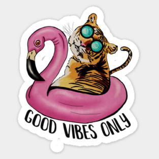 Tiger and Flamingo, Tropical Sticker