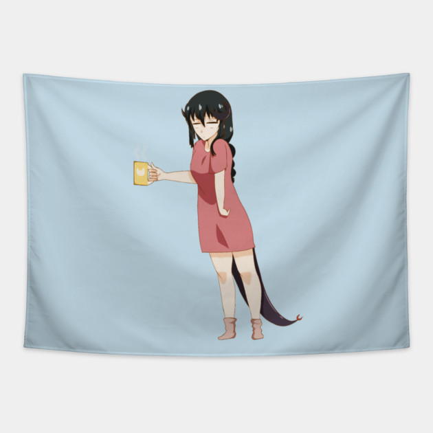 Funny Coffee Lover, Anime Girl Tapestry by logiamerch