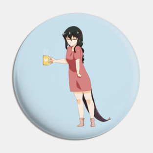 Funny Coffee Lover, Anime Girl Pin
