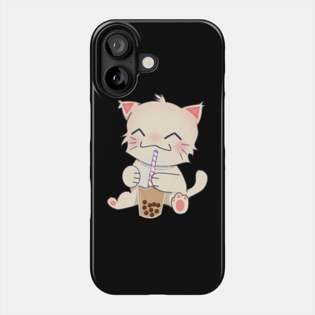 Cute Cat dinking Boba Tea, Bubble tea Phone Case by logiamerch