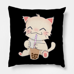 Cute Cat dinking Boba Tea, Bubble tea Pillow
