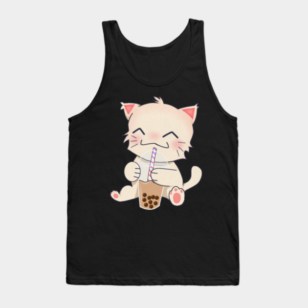 Cute Cat dinking Boba Tea, Bubble tea Tank Top by logiamerch