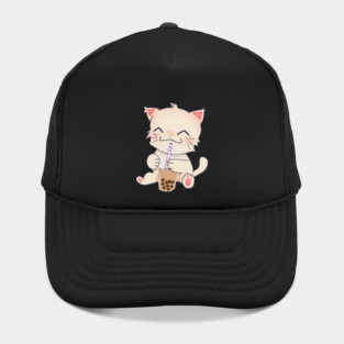 Cute Cat dinking Boba Tea, Bubble tea Hat