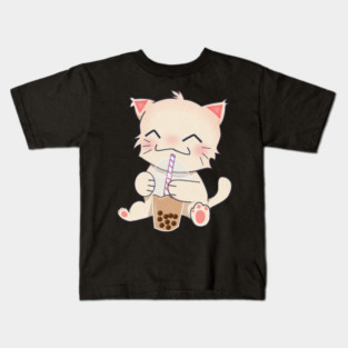 Cute Cat dinking Boba Tea, Bubble tea Kids T-Shirt