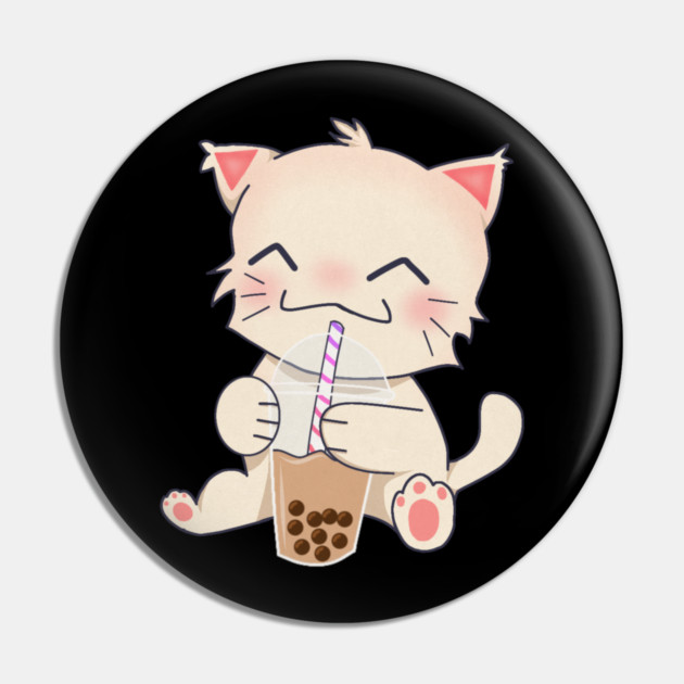 Cute Cat dinking Boba Tea, Bubble tea Pin by logiamerch