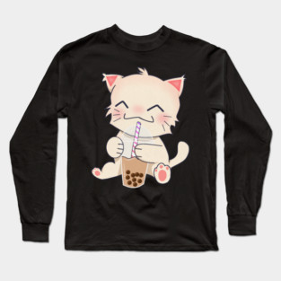 Cute Cat dinking Boba Tea, Bubble tea Long Sleeve T-Shirt