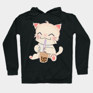 Cute Cat dinking Boba Tea, Bubble tea Hoodie