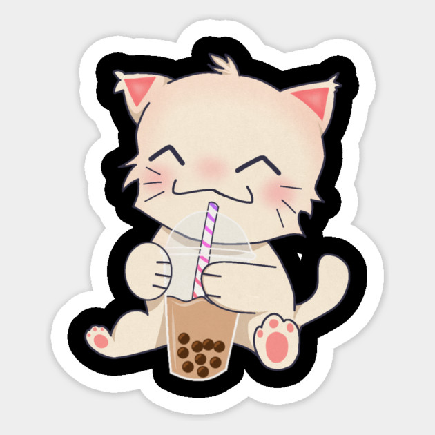 Cute Cat dinking Boba Tea, Bubble tea Sticker by logiamerch