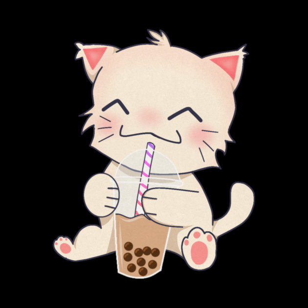 Cute Cat dinking Boba Tea, Bubble tea by logiamerch