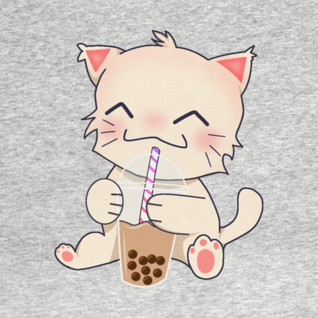 Cute Cat dinking Boba Tea, Bubble tea by logiamerch