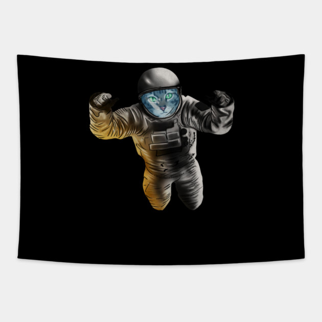 Funny Cat Astronout, Space Universe Tapestry by logiamerch