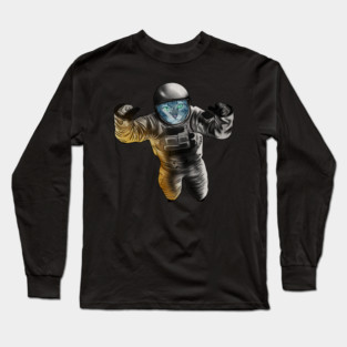 Funny Cat Astronout, Space Universe Long Sleeve T-Shirt