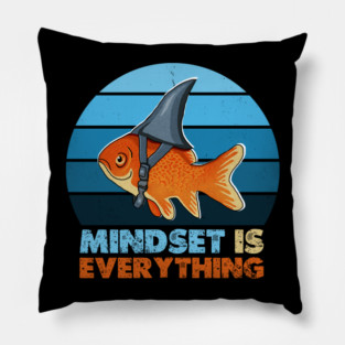 Funny Goldfish Shark, Mindset Motivational Quote Pillow