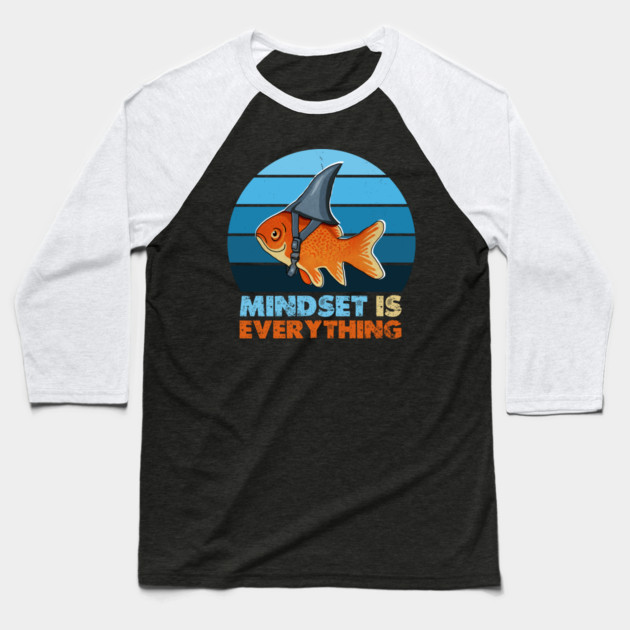 Funny Goldfish Shark, Mindset Motivational Quote Baseball T-Shirt by logiamerch