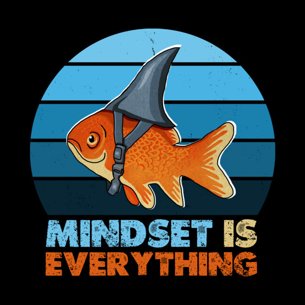 Funny Goldfish Shark, Mindset Motivational Quote by logiamerch
