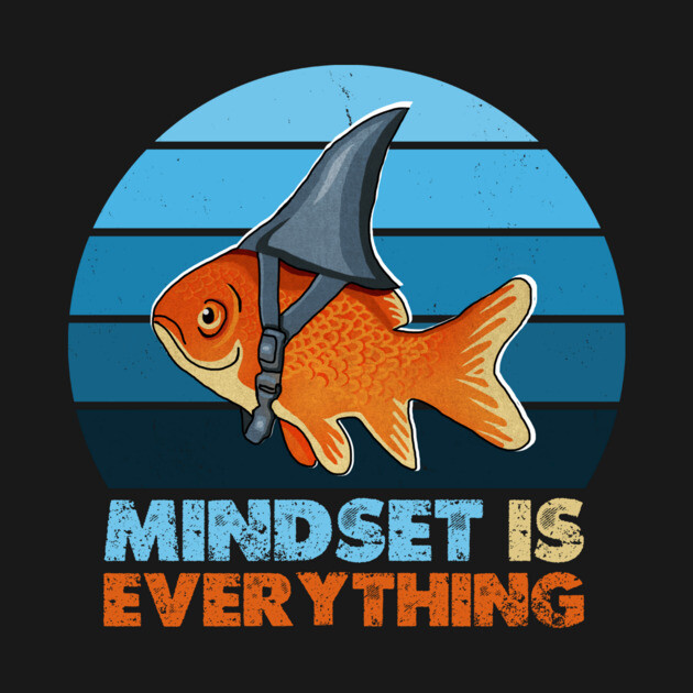 Funny Goldfish Shark, Mindset Motivational Quote by logiamerch