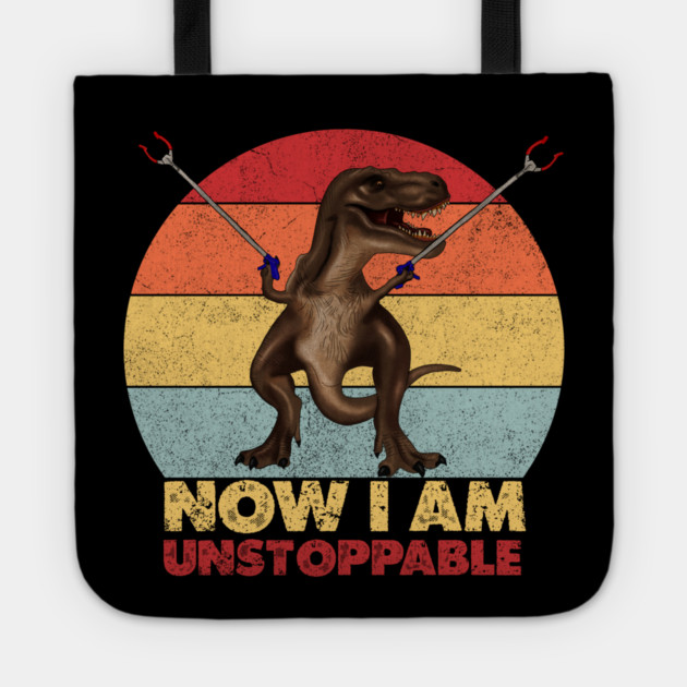 Funny T rex, with Pincers, Dinosaur, Unstoppable Tote by logiamerch