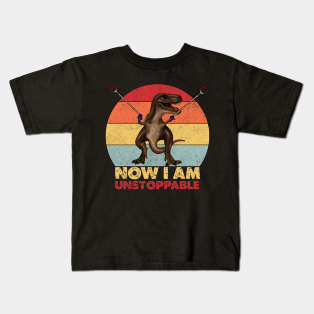 Funny T rex, with Pincers, Dinosaur, Unstoppable Kids T-Shirt by logiamerch