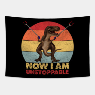 Funny T rex, with Pincers, Dinosaur, Unstoppable Tapestry