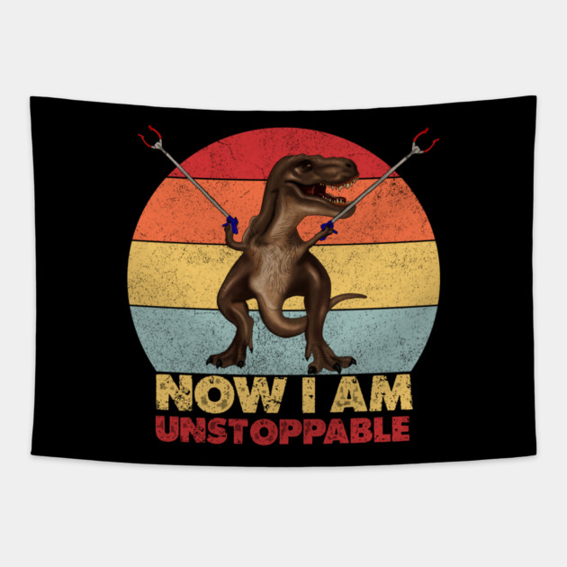 Funny T rex, with Pincers, Dinosaur, Unstoppable Tapestry by logiamerch