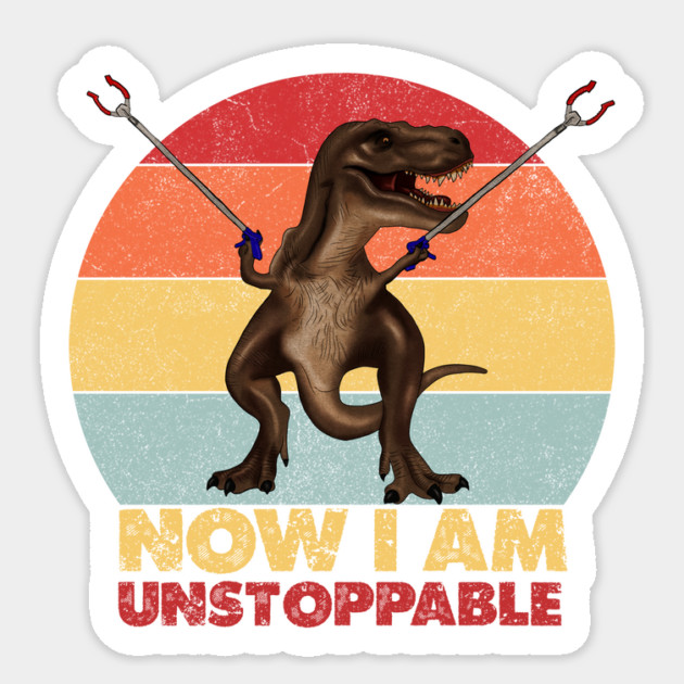 Funny T rex, with Pincers, Dinosaur, Unstoppable Sticker by logiamerch