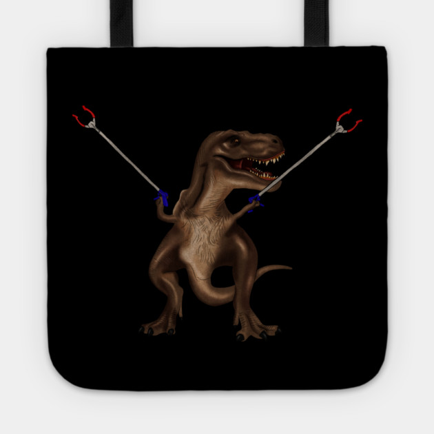 Funny T rex, with Pincers, Dinosaur Tote by logiamerch