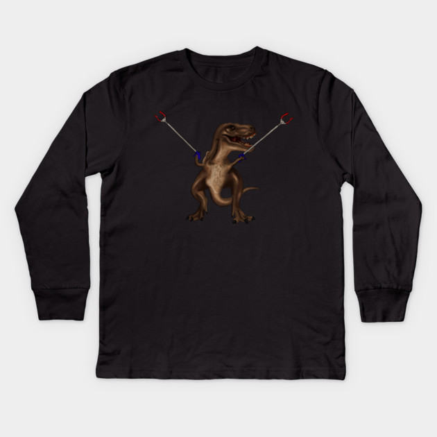 Funny T rex, with Pincers, Dinosaur Kids Long Sleeve T-Shirt by logiamerch