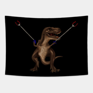 Funny T rex, with Pincers, Dinosaur Tapestry