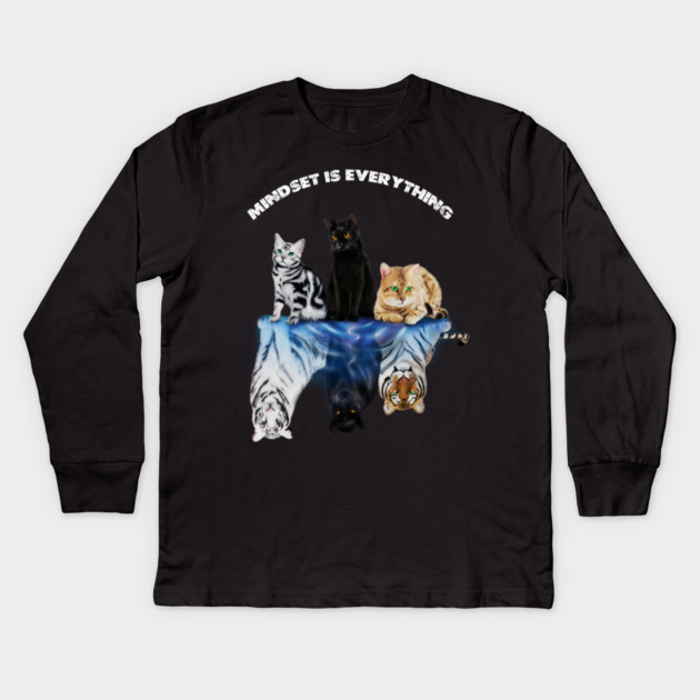 Cats and Big Cats, Motivational Mindset Kids Long Sleeve T-Shirt by logiamerch