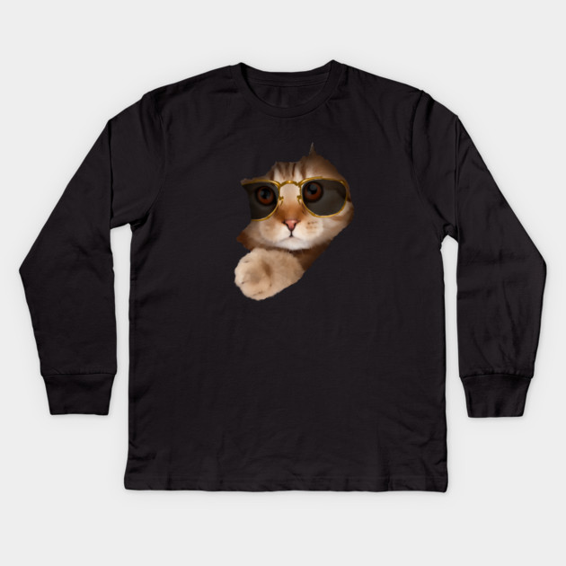 Funny Cat ripping through, Cat Lover Kids Long Sleeve T-Shirt by logiamerch