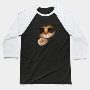 Funny Cat ripping through, Cat Lover Baseball T-Shirt