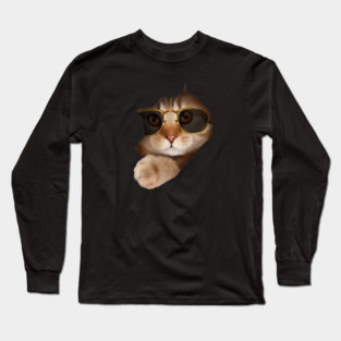 Funny Cat ripping through, Cat Lover Long Sleeve T-Shirt