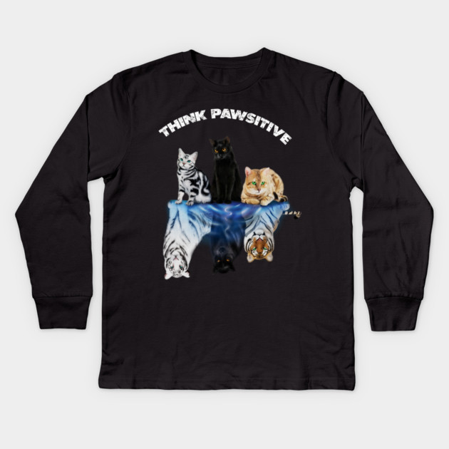 Cats, Thing Positive, Motivational Kids Long Sleeve T-Shirt by logiamerch